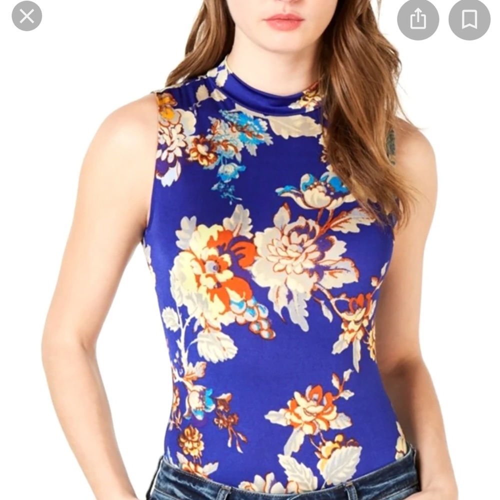 Guess Dahlia Blue/purple Flower Bodysuit